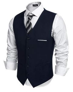 OORA Men's Poly Viscose V-Shape Tuxedo Style Waistcoat