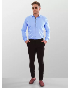Men Regular Fit Solid Button Down Collar Formal Shirt