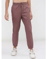 Tapered Men Pink Cotton Blend Trousers